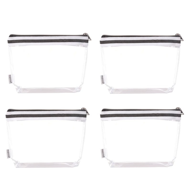 Augbunny Multi-purpose Waterproof Clear Vinyl Zippered Toiletry Cosmetics Makeup Pouch With French Tape 4-pack - Image 2
